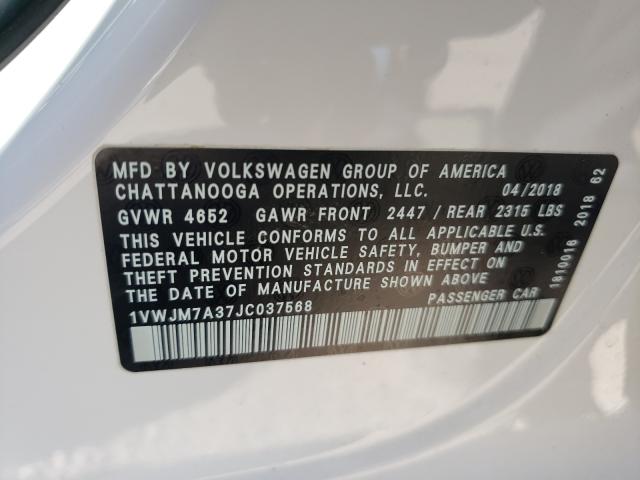 Photo 9 VIN: 1VWJM7A37JC037568 - VOLKSWAGEN PASSAT 