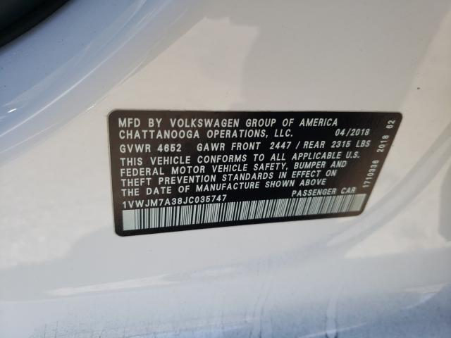 Photo 9 VIN: 1VWJM7A38JC035747 - VOLKSWAGEN PASSAT GT 