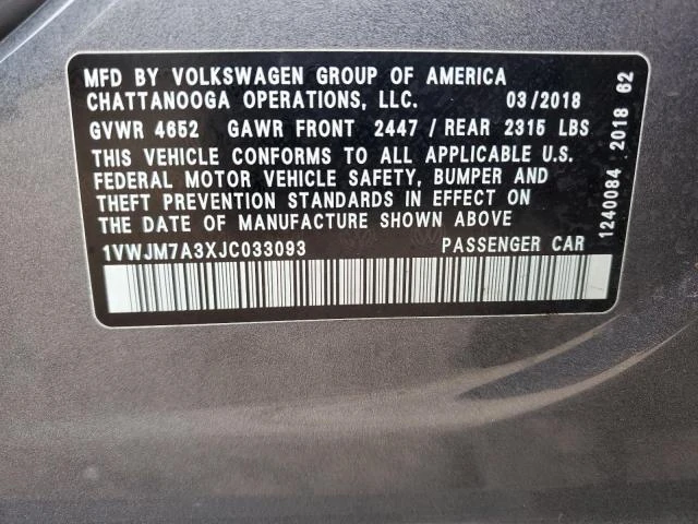 Photo 11 VIN: 1VWJM7A3XJC033093 - VOLKSWAGEN PASSAT 