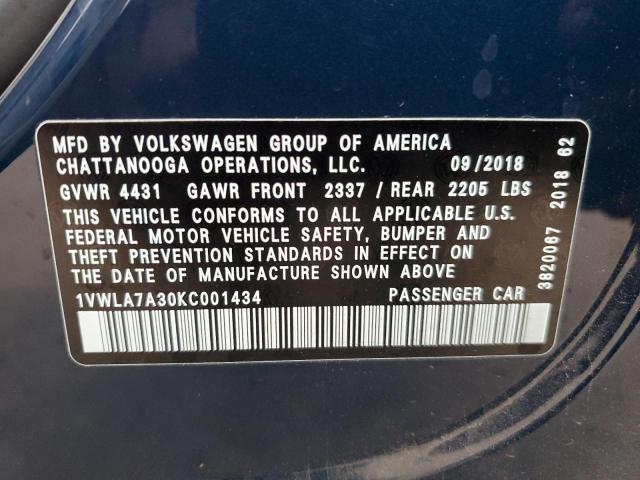 Photo 11 VIN: 1VWLA7A30KC001434 - VOLKSWAGEN PASSAT 