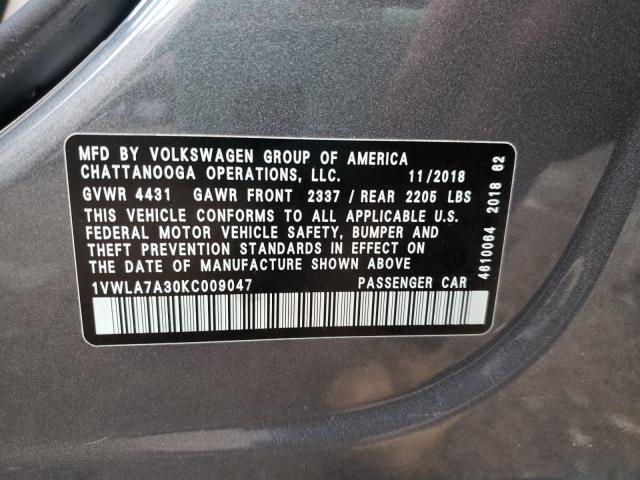 Photo 9 VIN: 1VWLA7A30KC009047 - VOLKSWAGEN PASSAT WOL 