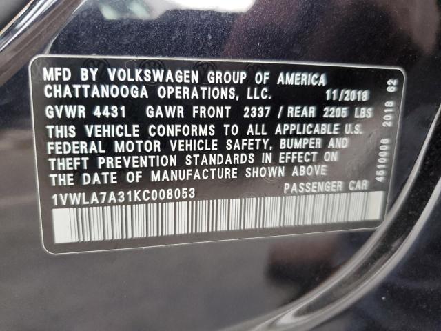 Photo 11 VIN: 1VWLA7A31KC008053 - VOLKSWAGEN PASSAT WOL 