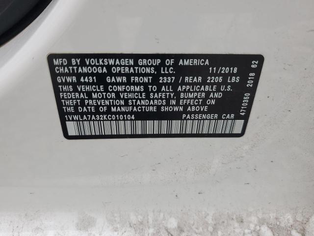 Photo 11 VIN: 1VWLA7A32KC010104 - VOLKSWAGEN PASSAT 