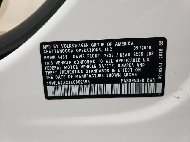 Photo 9 VIN: 1VWLA7A34KC002196 - VOLKSWAGEN PASSAT WOL 