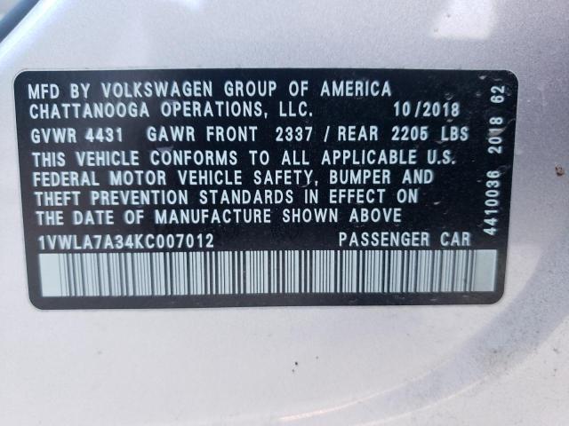 Photo 9 VIN: 1VWLA7A34KC007012 - VOLKSWAGEN PASSAT 