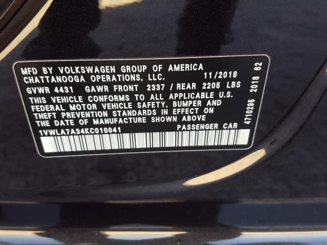 Photo 9 VIN: 1VWLA7A34KC010041 - VOLKSWAGEN PASSAT 