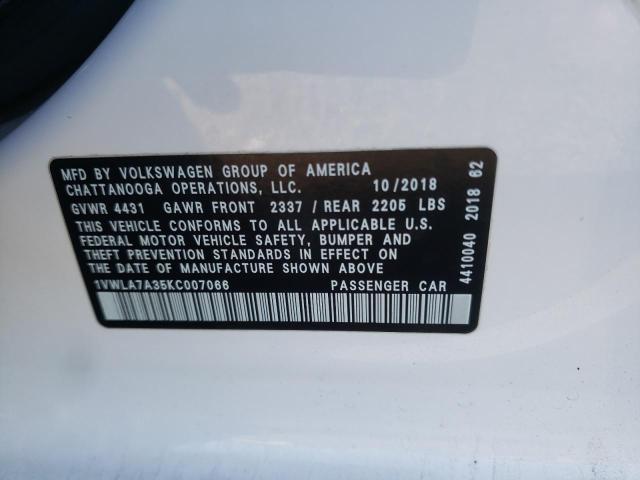 Photo 11 VIN: 1VWLA7A35KC007066 - VOLKSWAGEN PASSAT 