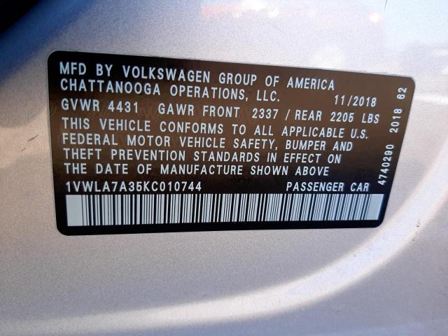 Photo 9 VIN: 1VWLA7A35KC010744 - VOLKSWAGEN PASSAT 