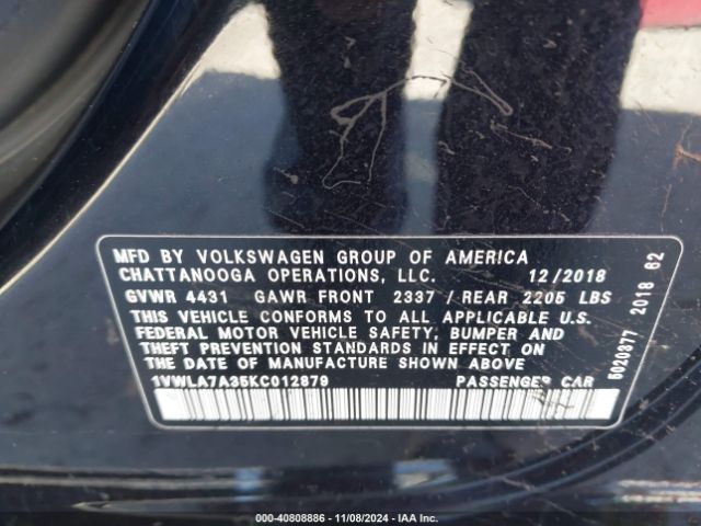 Photo 8 VIN: 1VWLA7A35KC012879 - VOLKSWAGEN PASSAT 