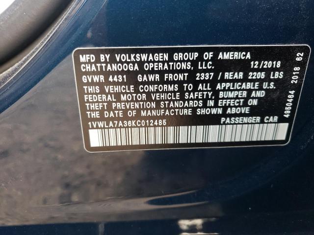 Photo 12 VIN: 1VWLA7A36KC012485 - VOLKSWAGEN PASSAT WOL 