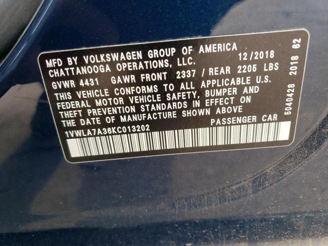 Photo 11 VIN: 1VWLA7A36KC013202 - VOLKSWAGEN PASSAT 