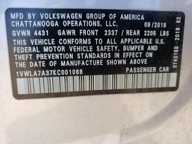 Photo 12 VIN: 1VWLA7A37KC001088 - VOLKSWAGEN PASSAT WOL 