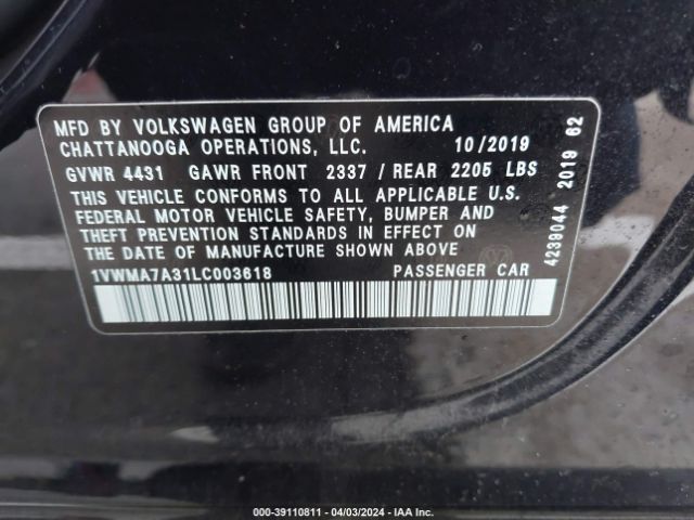 Photo 8 VIN: 1VWMA7A31LC003618 - VOLKSWAGEN PASSAT 