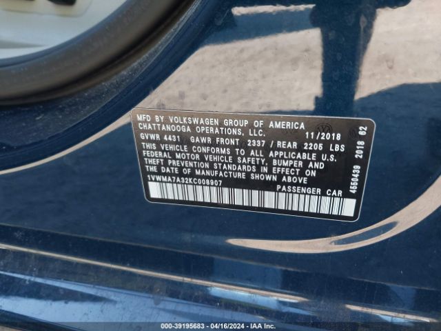 Photo 8 VIN: 1VWMA7A32KC008907 - VOLKSWAGEN PASSAT 