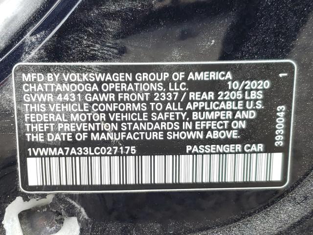 Photo 9 VIN: 1VWMA7A33LC027175 - VOLKSWAGEN PASSAT 