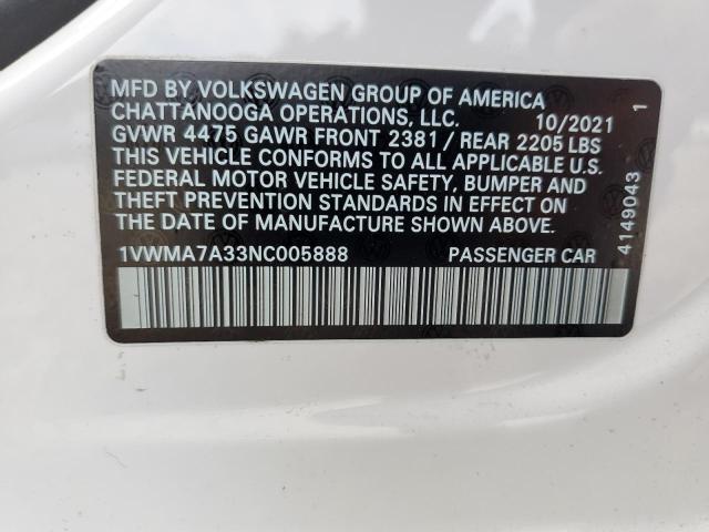 Photo 12 VIN: 1VWMA7A33NC005888 - VOLKSWAGEN PASSAT 