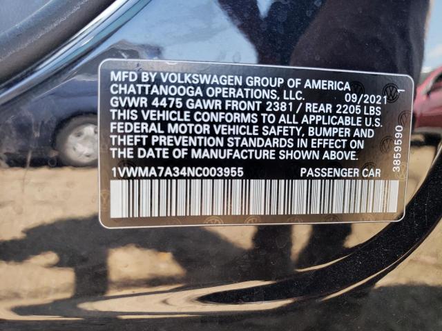 Photo 11 VIN: 1VWMA7A34NC003955 - VOLKSWAGEN PASSAT 