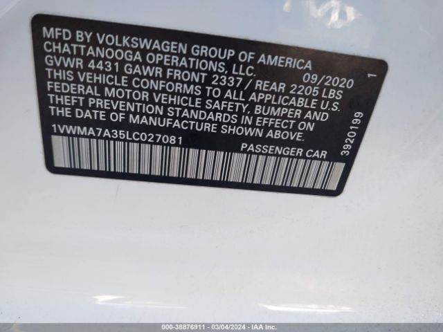 Photo 8 VIN: 1VWMA7A35LC027081 - VOLKSWAGEN PASSAT 