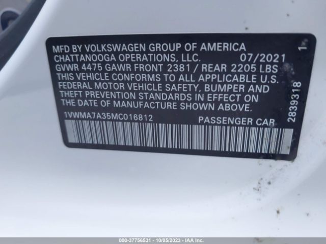 Photo 8 VIN: 1VWMA7A35MC016812 - VOLKSWAGEN PASSAT 