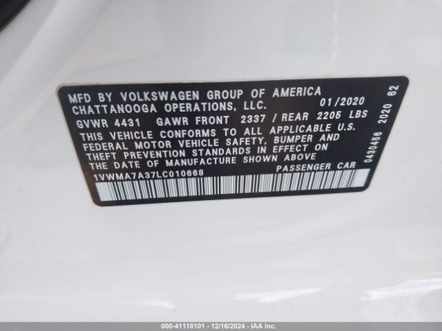 Photo 8 VIN: 1VWMA7A37LC010668 - VOLKSWAGEN PASSAT 