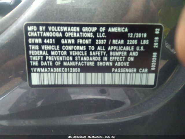 Photo 8 VIN: 1VWMA7A38KC012850 - VOLKSWAGEN PASSAT 