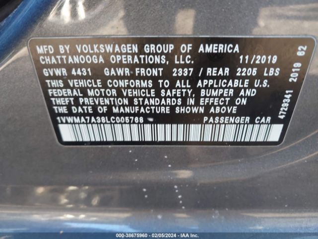 Photo 8 VIN: 1VWMA7A38LC005768 - VOLKSWAGEN PASSAT 