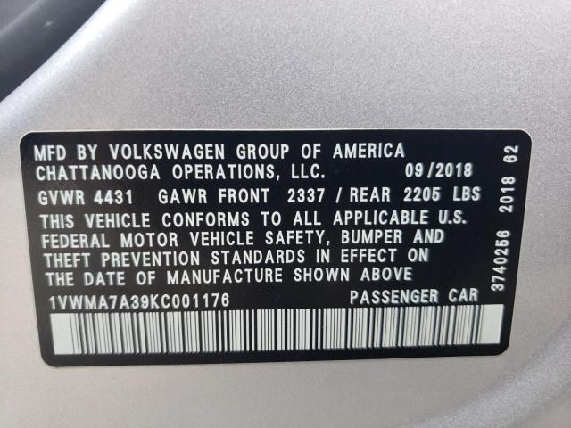 Photo 11 VIN: 1VWMA7A39KC001176 - VOLKSWAGEN PASSAT 