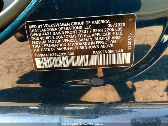 Photo 8 VIN: 1VWMA7A39LC020800 - VOLKSWAGEN PASSAT 