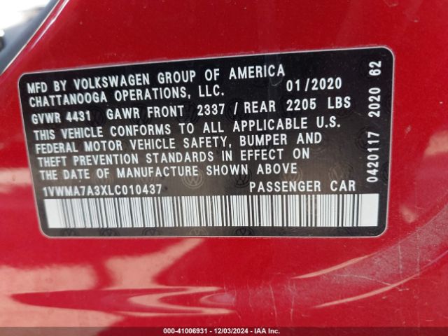 Photo 8 VIN: 1VWMA7A3XLC010437 - VOLKSWAGEN PASSAT 