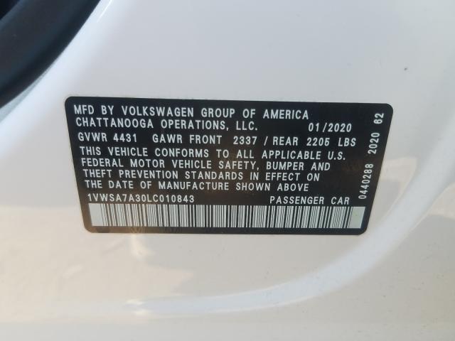 Photo 9 VIN: 1VWSA7A30LC010843 - VOLKSWAGEN PASSAT 