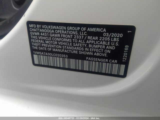 Photo 8 VIN: 1VWSA7A30LC020353 - VOLKSWAGEN PASSAT 