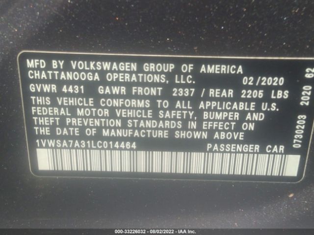 Photo 8 VIN: 1VWSA7A31LC014464 - VOLKSWAGEN PASSAT 