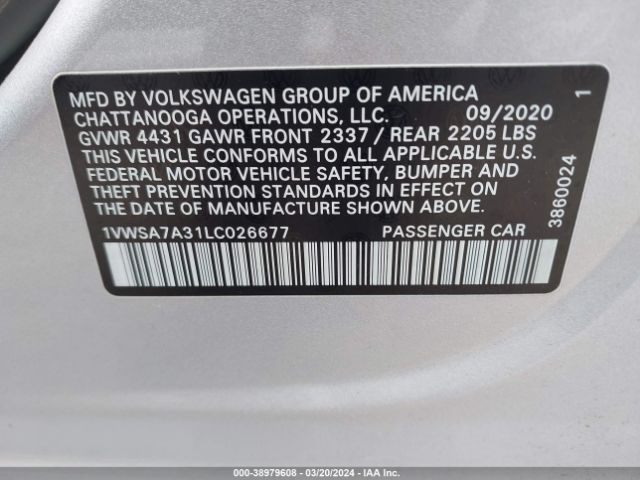 Photo 8 VIN: 1VWSA7A31LC026677 - VOLKSWAGEN PASSAT 