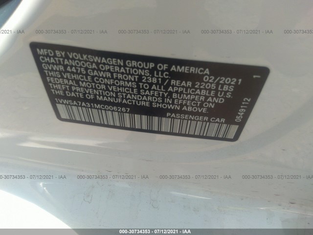 Photo 8 VIN: 1VWSA7A31MC006267 - VOLKSWAGEN PASSAT 