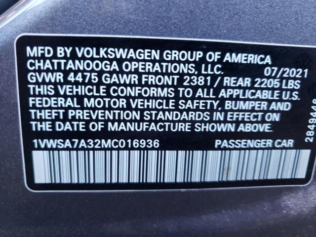 Photo 9 VIN: 1VWSA7A32MC016936 - VOLKSWAGEN PASSAT 