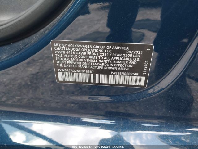 Photo 8 VIN: 1VWSA7A32MC018587 - VOLKSWAGEN PASSAT 