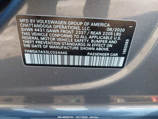 Photo 8 VIN: 1VWSA7A33LC024445 - VOLKSWAGEN PASSAT 