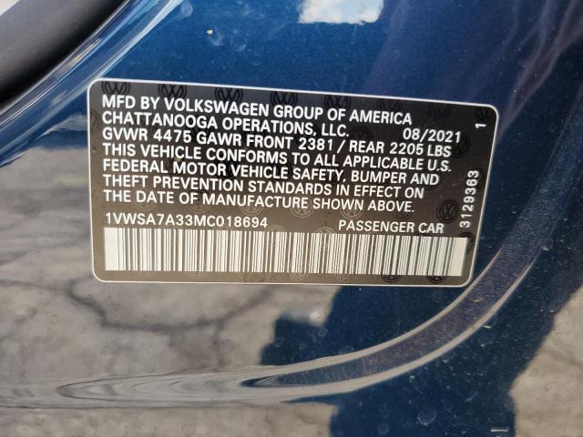 Photo 11 VIN: 1VWSA7A33MC018694 - VOLKSWAGEN PASSAT 