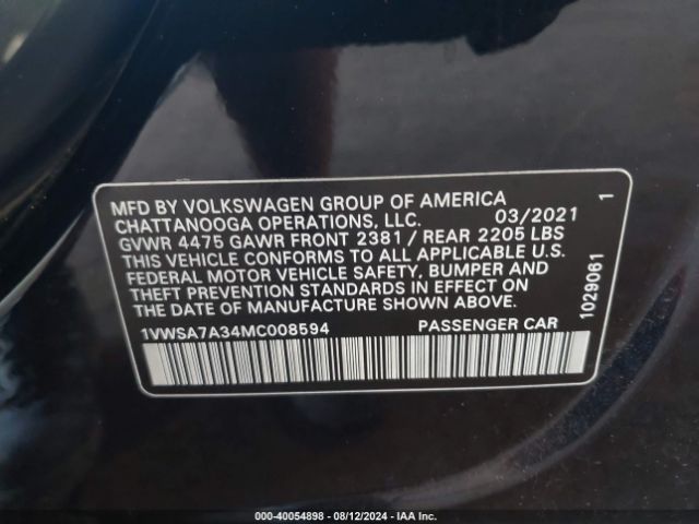 Photo 8 VIN: 1VWSA7A34MC008594 - VOLKSWAGEN PASSAT 