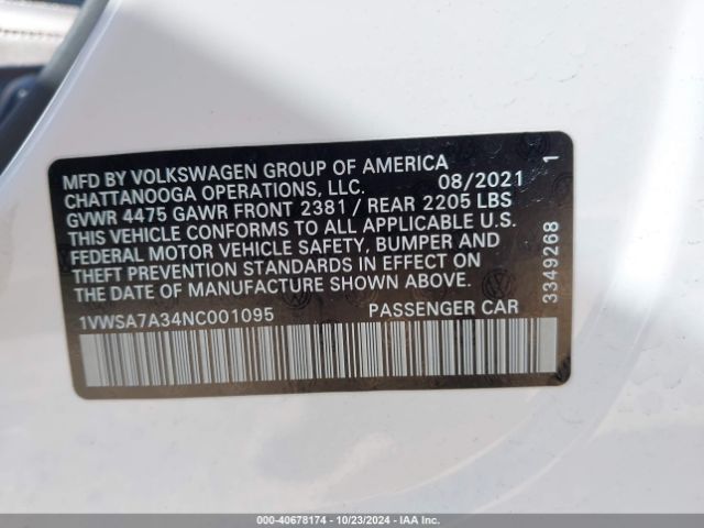 Photo 8 VIN: 1VWSA7A34NC001095 - VOLKSWAGEN PASSAT 