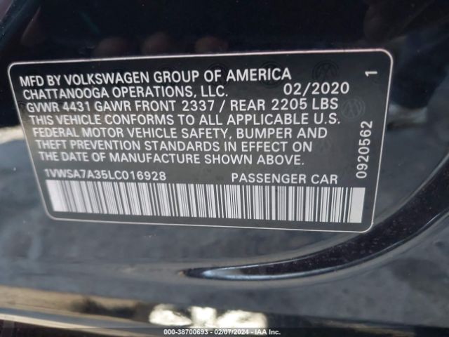 Photo 8 VIN: 1VWSA7A35LC016928 - VOLKSWAGEN PASSAT 