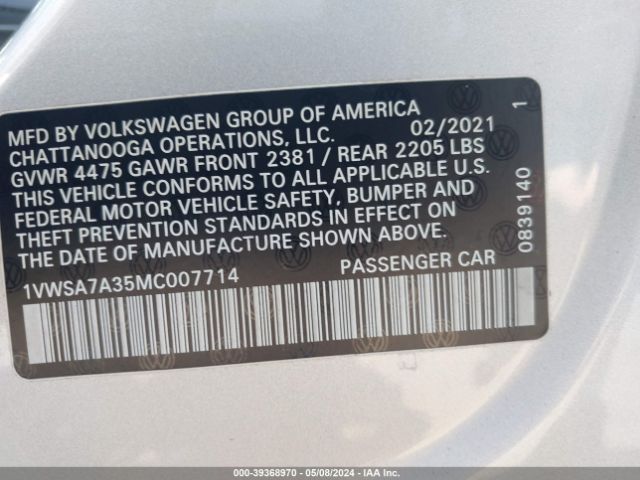 Photo 8 VIN: 1VWSA7A35MC007714 - VOLKSWAGEN PASSAT 