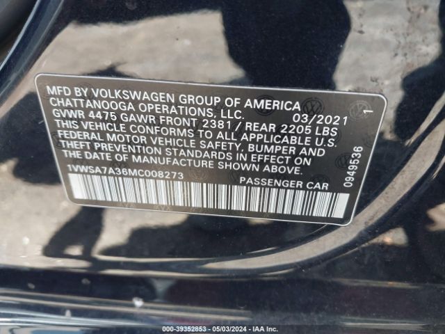 Photo 8 VIN: 1VWSA7A36MC008273 - VOLKSWAGEN PASSAT 