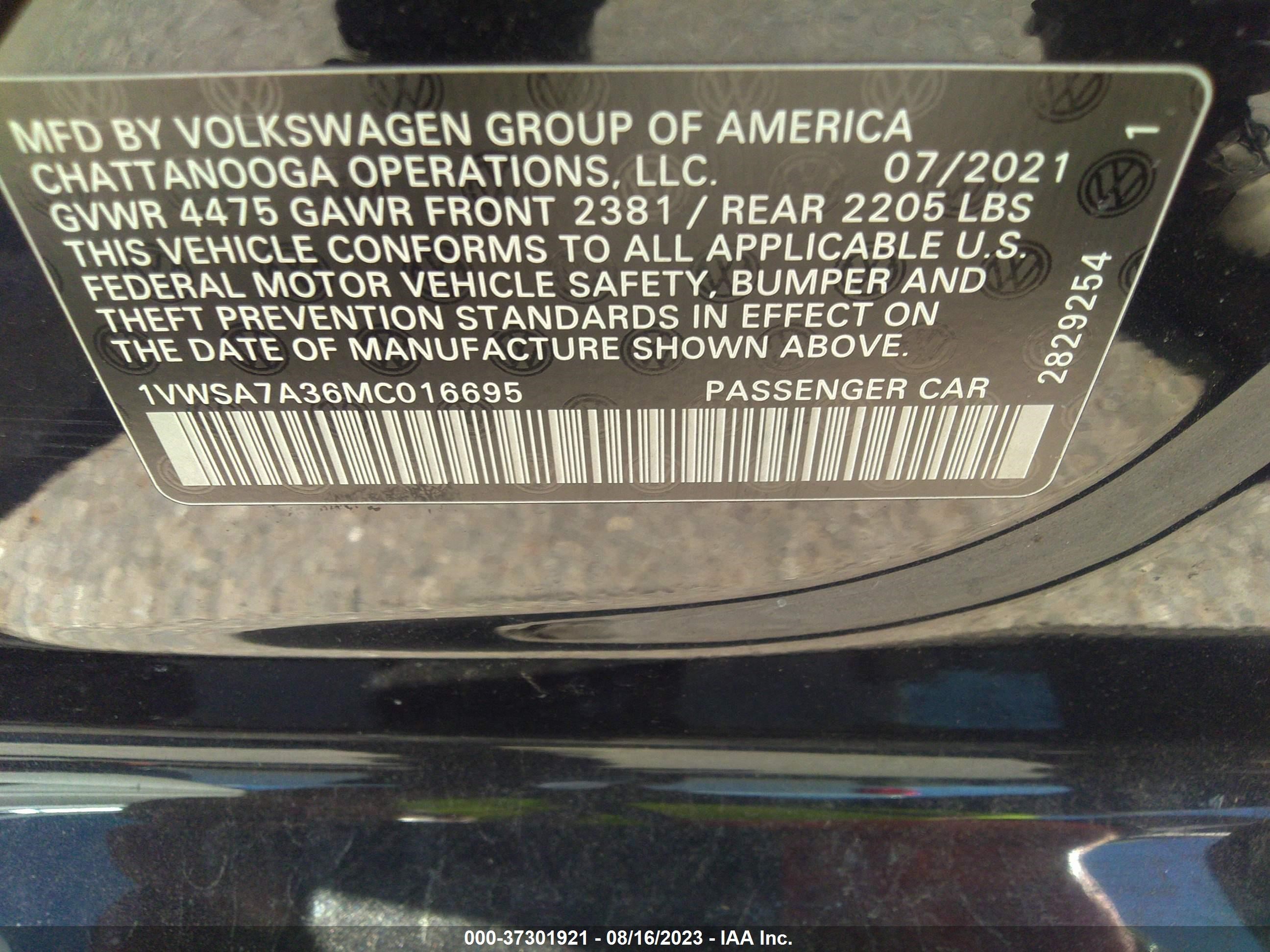 Photo 8 VIN: 1VWSA7A36MC016695 - VOLKSWAGEN PASSAT 