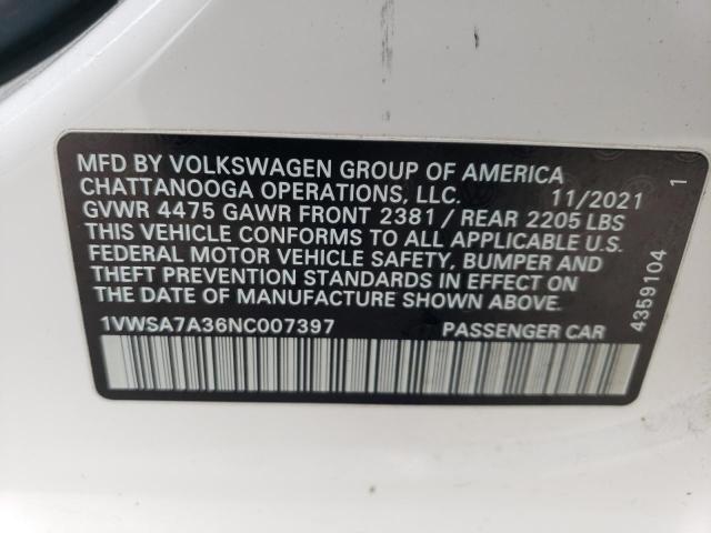 Photo 11 VIN: 1VWSA7A36NC007397 - VOLKSWAGEN PASSAT 