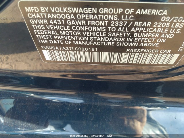 Photo 8 VIN: 1VWSA7A37LC026151 - VOLKSWAGEN PASSAT 