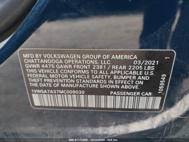 Photo 8 VIN: 1VWSA7A37MC009030 - VOLKSWAGEN PASSAT 