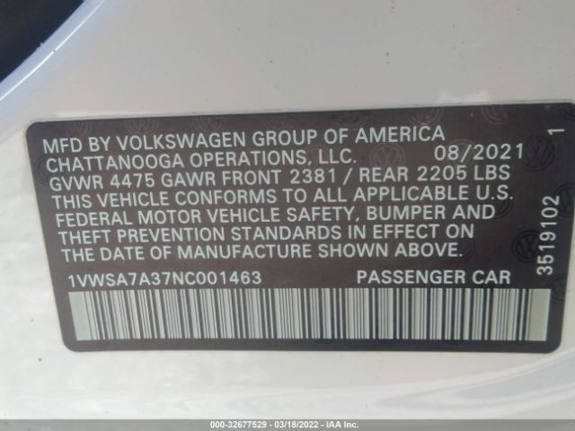 Photo 8 VIN: 1VWSA7A37NC001463 - VOLKSWAGEN PASSAT 