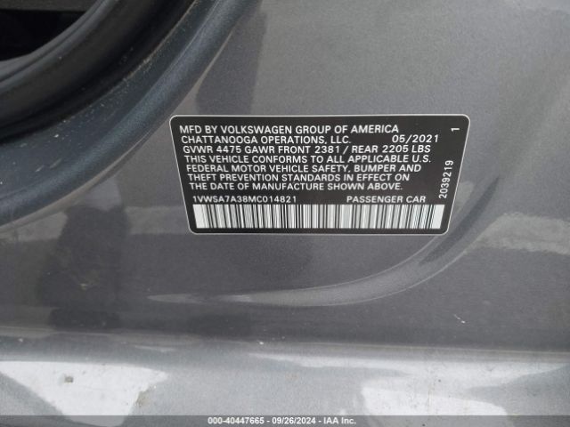 Photo 8 VIN: 1VWSA7A38MC014821 - VOLKSWAGEN PASSAT 