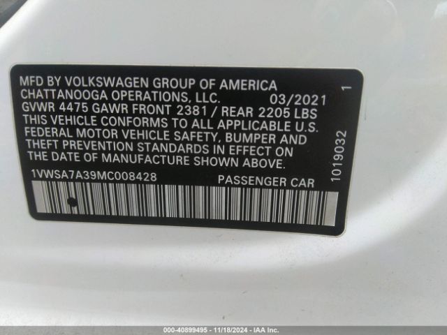 Photo 8 VIN: 1VWSA7A39MC008428 - VOLKSWAGEN PASSAT 